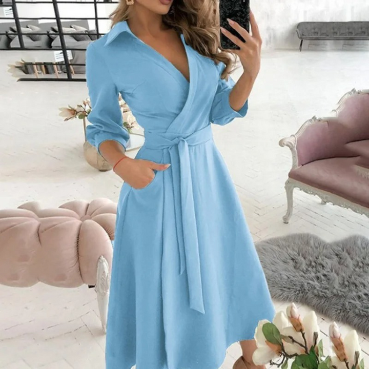Drune | Gefüttertes Reversband bequemes Blusenkleid
