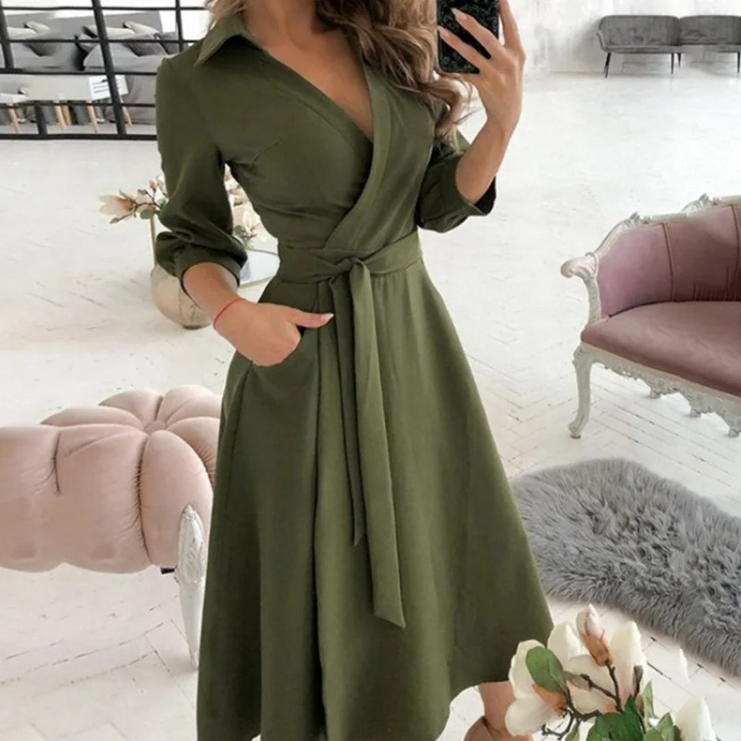 Drune | Gefüttertes Reversband bequemes Blusenkleid