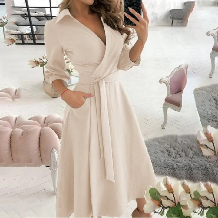 Drune | Gefüttertes Reversband bequemes Blusenkleid