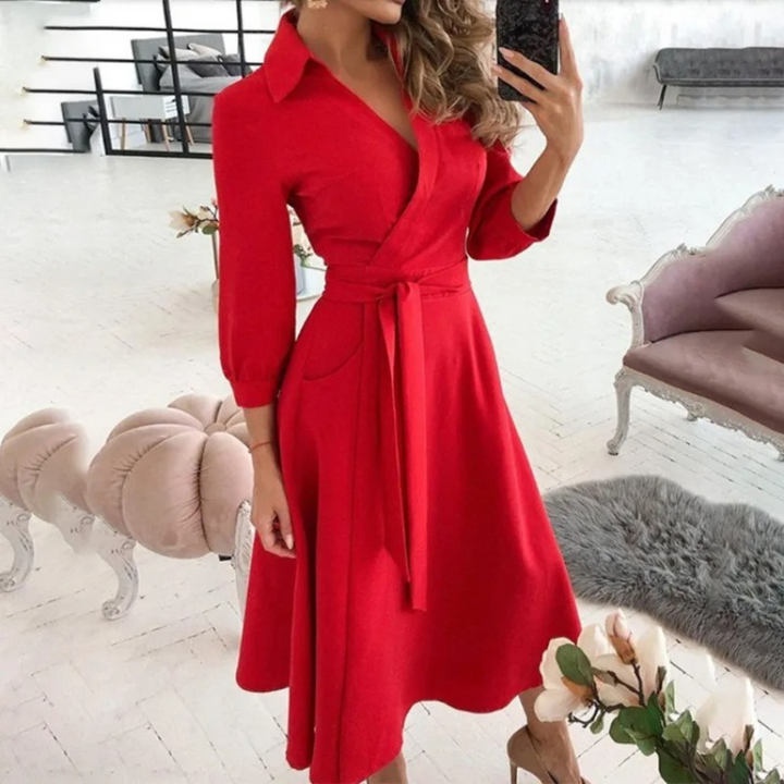 Drune | Gefüttertes Reversband bequemes Blusenkleid