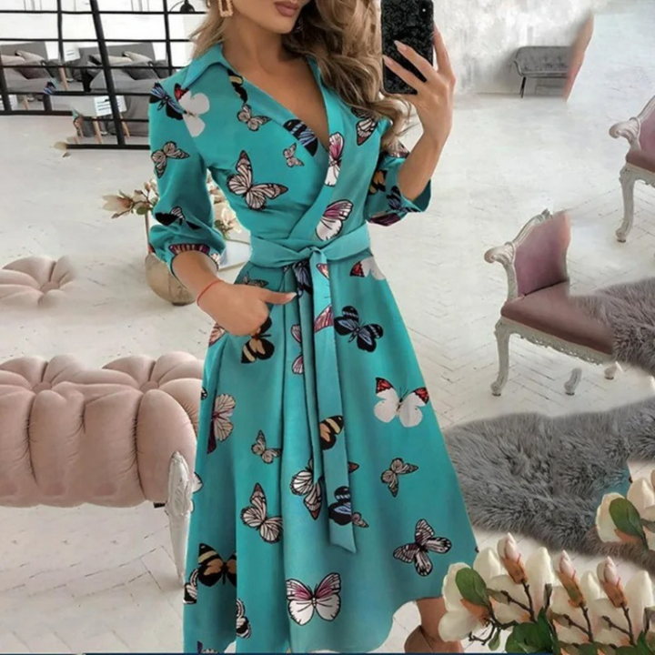Drune | Gefüttertes Reversband bequemes Blusenkleid
