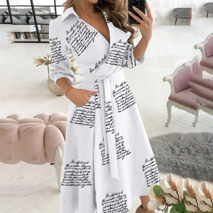Drune | Gefüttertes Reversband bequemes Blusenkleid