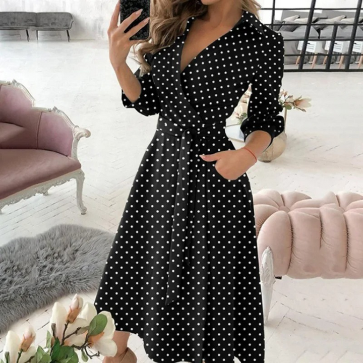 Drune | Gefüttertes Reversband bequemes Blusenkleid