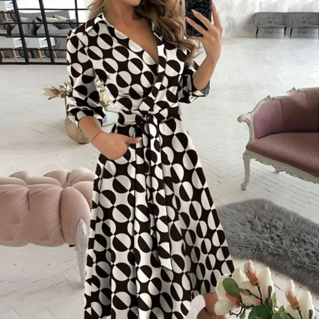 Drune | Gefüttertes Reversband bequemes Blusenkleid