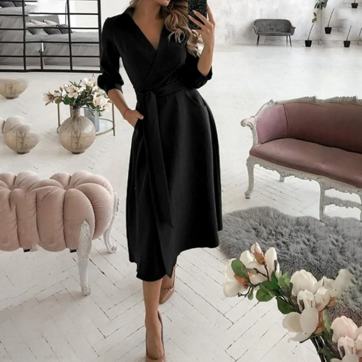 Drune | Gefüttertes Reversband bequemes Blusenkleid