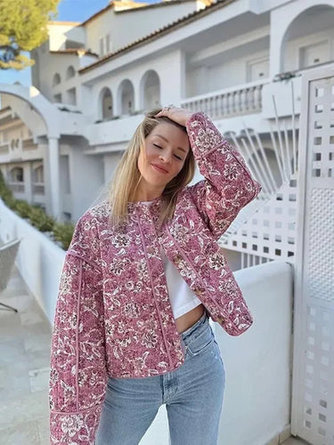 Drune | Boho-Steppmantel mit Floralprint