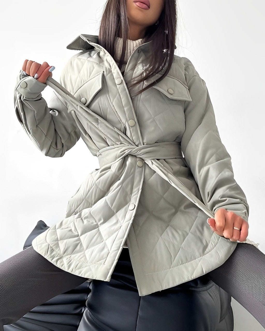 Drune | Jacke Gürtel Leichtgewichtig Jacke Winterjacke für Damen