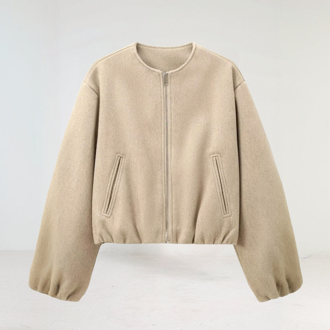 Drune | Frauen Ballonärmel Zip-Up Bomberjacke