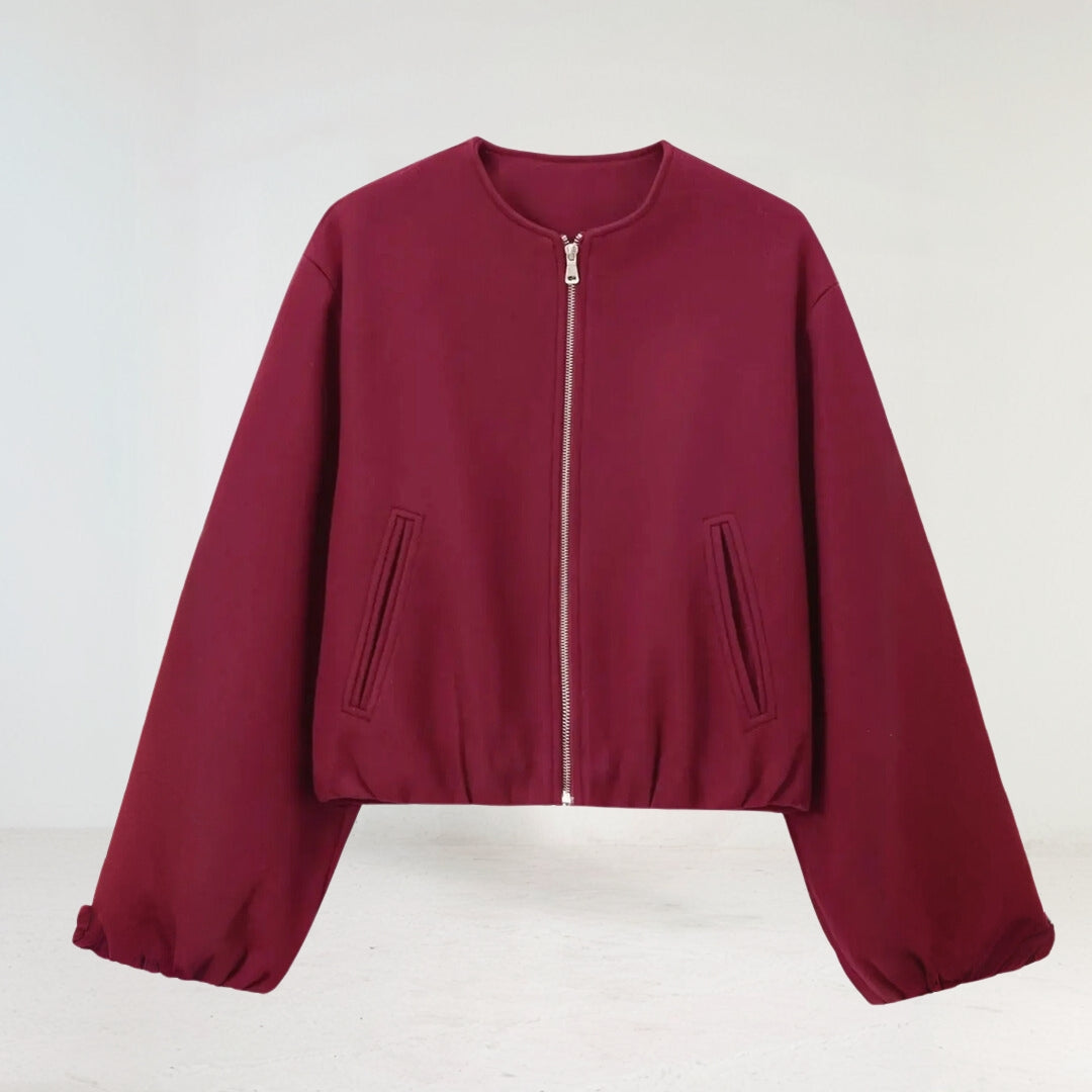 Drune | Frauen Ballonärmel Zip-Up Bomberjacke