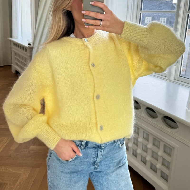 Drune | Damen Vintage Strickjacke mit Knopfschluss und langen Ärmeln