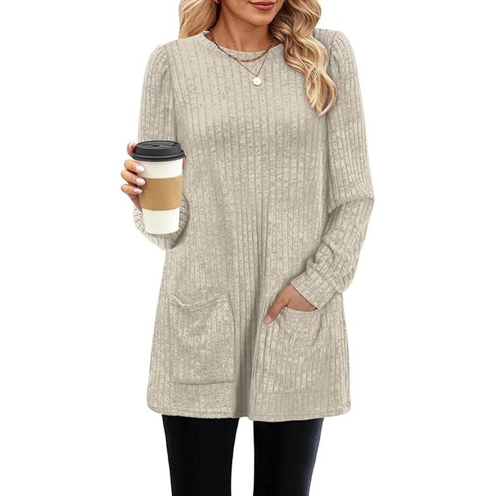 Drune |  Herbst und Winter neue halblange Pullover Kleid Frau