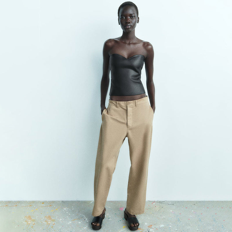Drune | Top Glänzend Bandeau Trägerloses Top Tube Top