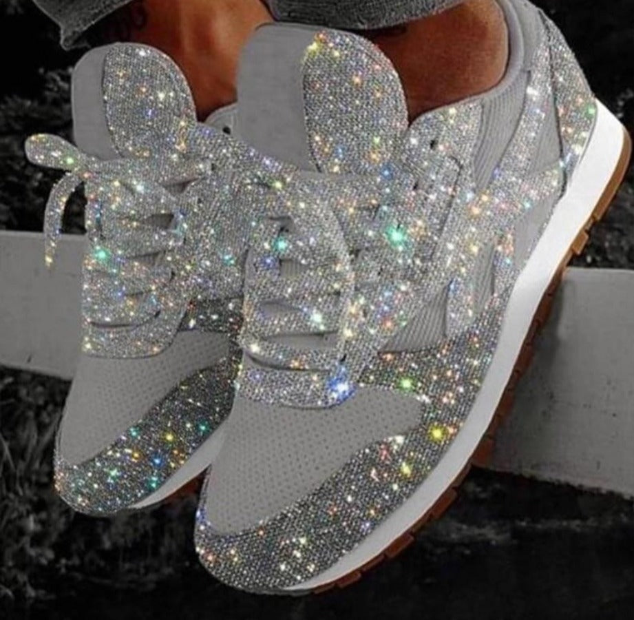Drune | Glitzer Mesh Schnürung Plattform Komfort Vulkanisierte Sneakers