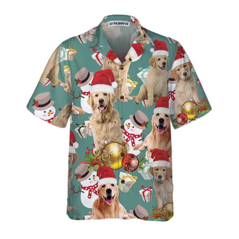 Drune | Golden Retriever Weihnachten Feiern Hawaiian Shirt, Golden Retriever Weihnachten Hund Hawaiian Shirt, Weihnachtsgeschenk für Hundeliebhaber