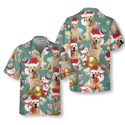 Drune | Golden Retriever Weihnachten Feiern Hawaiian Shirt, Golden Retriever Weihnachten Hund Hawaiian Shirt, Weihnachtsgeschenk für Hundeliebhaber