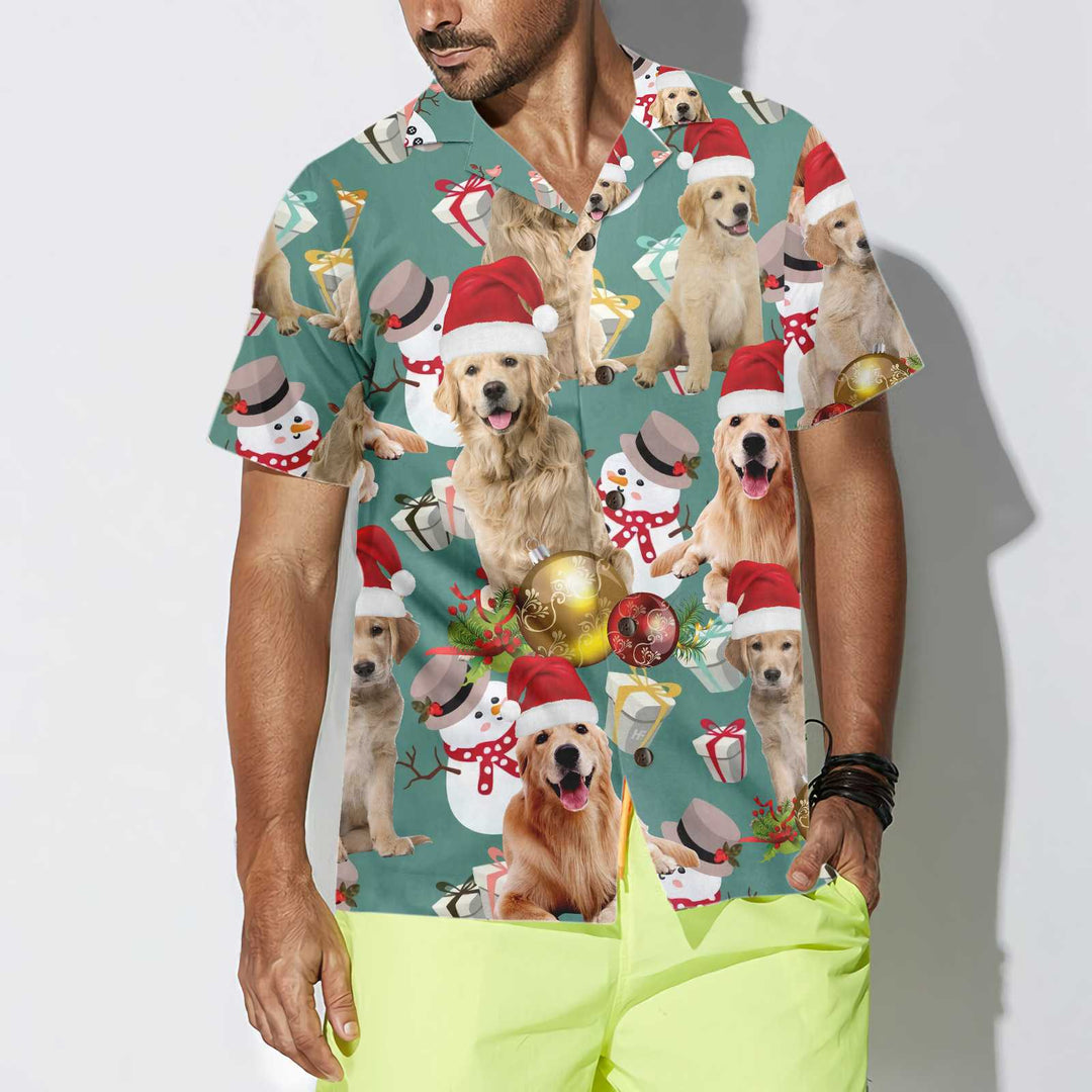 Drune | Golden Retriever Weihnachten Feiern Hawaiian Shirt, Golden Retriever Weihnachten Hund Hawaiian Shirt, Weihnachtsgeschenk für Hundeliebhaber