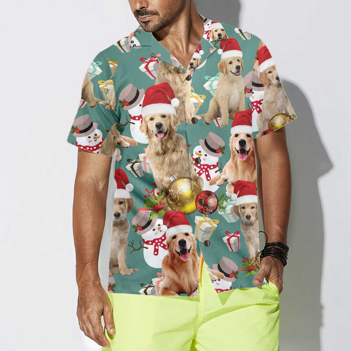 Drune | Golden Retriever Weihnachten Feiern Hawaiian Shirt, Golden Retriever Weihnachten Hund Hawaiian Shirt, Weihnachtsgeschenk für Hundeliebhaber
