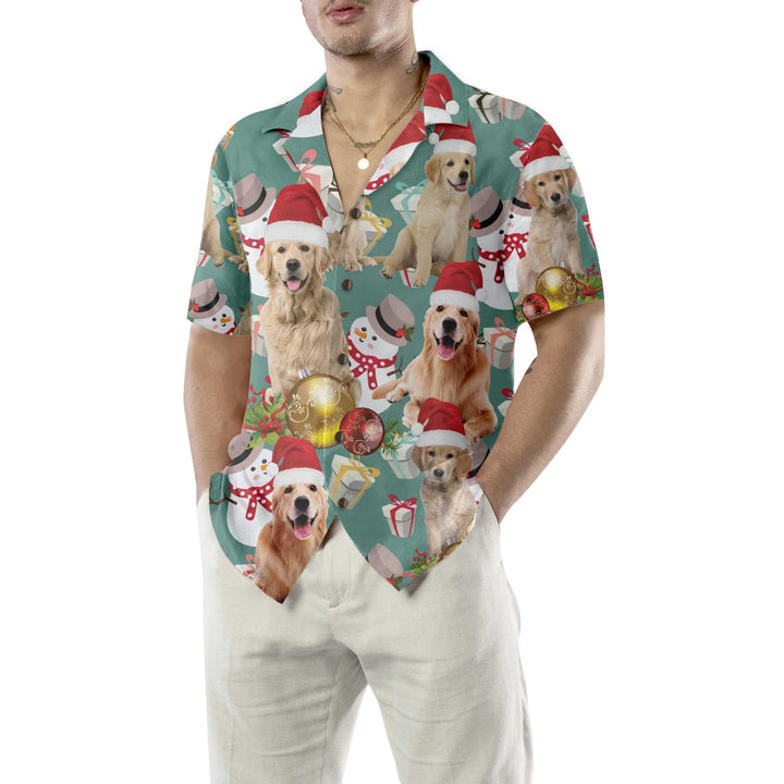 Drune | Golden Retriever Weihnachten Feiern Hawaiian Shirt, Golden Retriever Weihnachten Hund Hawaiian Shirt, Weihnachtsgeschenk für Hundeliebhaber