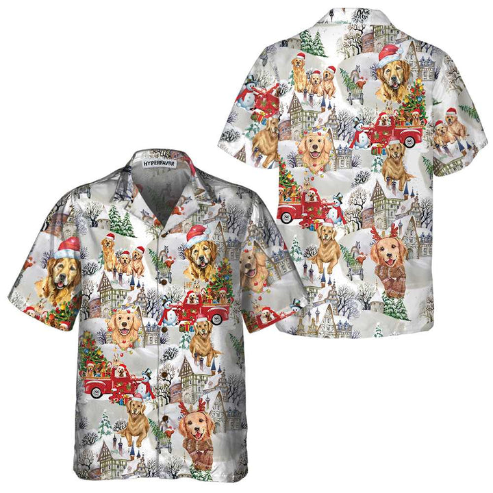 Drune | Golden Retriever An Weihnachten Hawaiian Shirt, Golden Retriever Weihnachtsshirt, Weihnachtsgeschenk für Golden Retriever Liebhaber