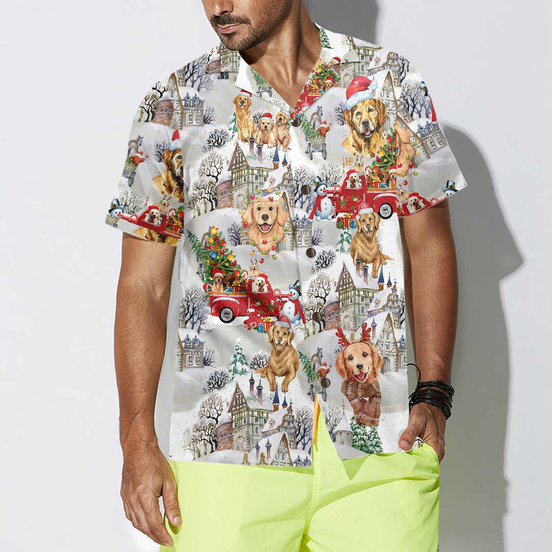 Drune | Golden Retriever An Weihnachten Hawaiian Shirt, Golden Retriever Weihnachtsshirt, Weihnachtsgeschenk für Golden Retriever Liebhaber