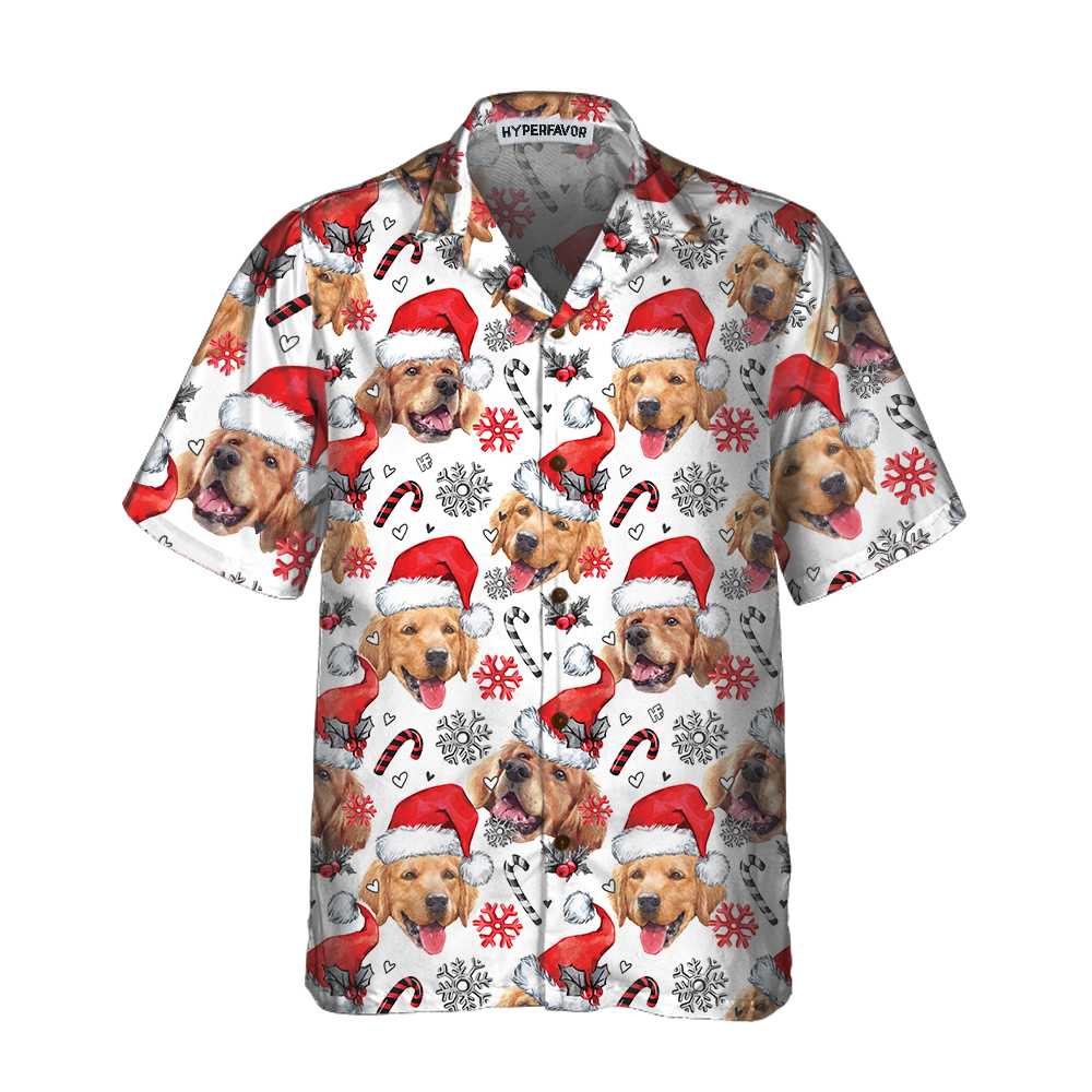 Drune | Golden Retriever Santa Hawaiian Shirt, Lustiges Weihnachts-Hundeshirt für Männer & Frauen, Bestes Weihnachtsgeschenk