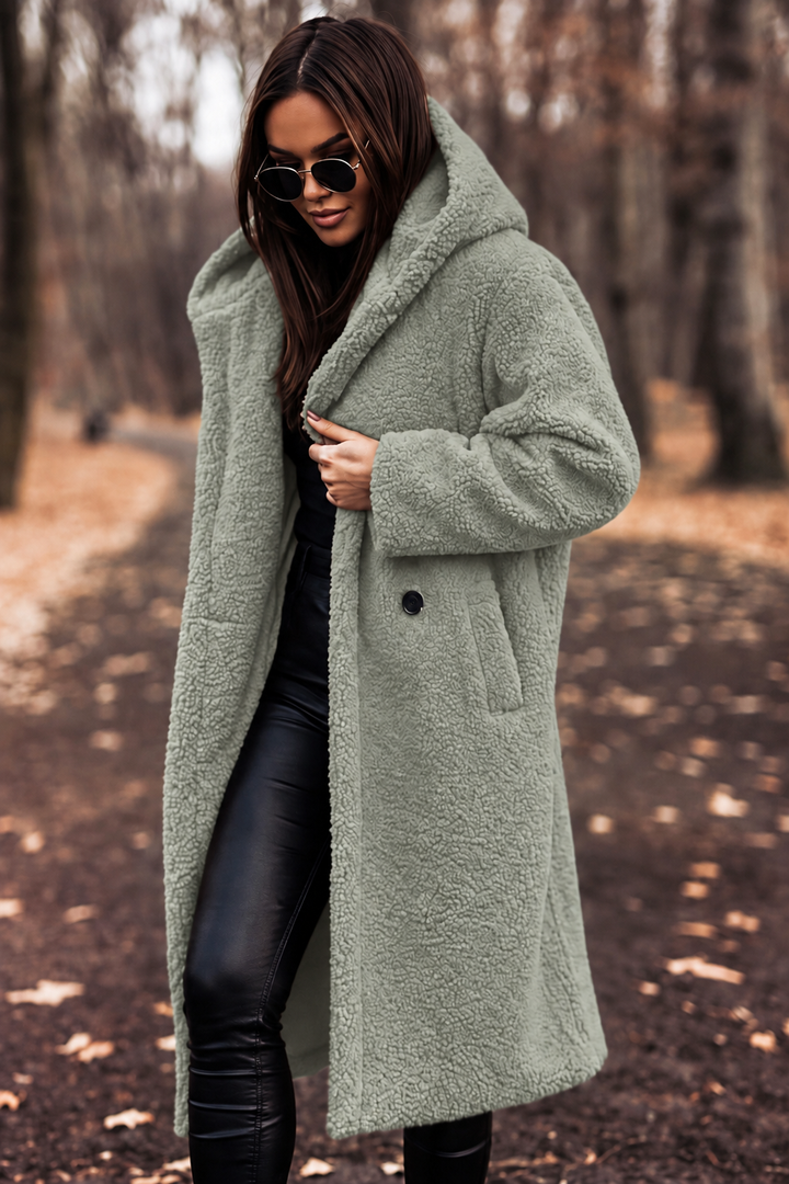 Damen Teddy Mantel mit Kapuze | Drune