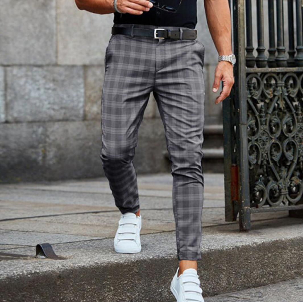 Drune | Karohose Slim Fit - Elegante Anzughose mit Stretch für Business, Streetstyle & Alltag