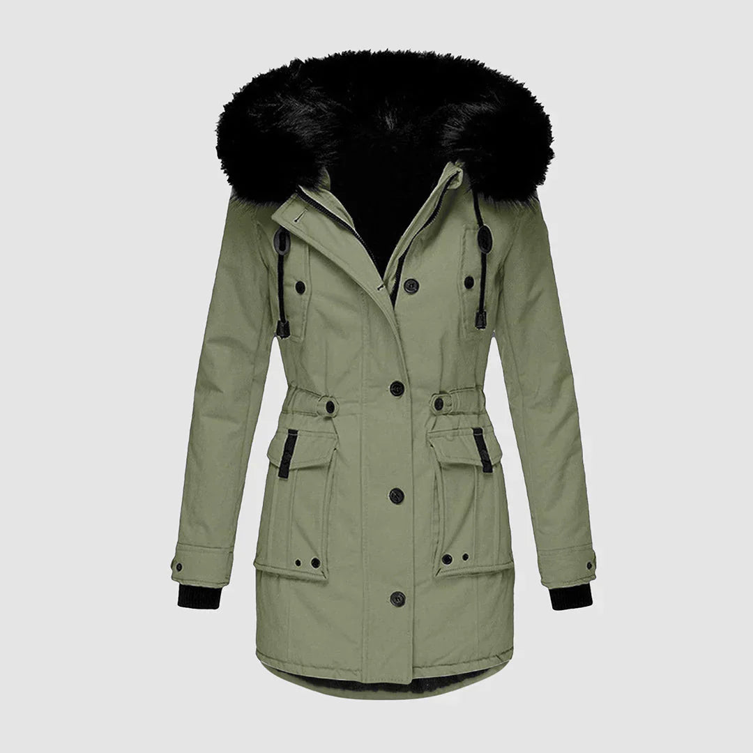 Drune | Damenparka mit Schwarzem Kunstfellbesatz