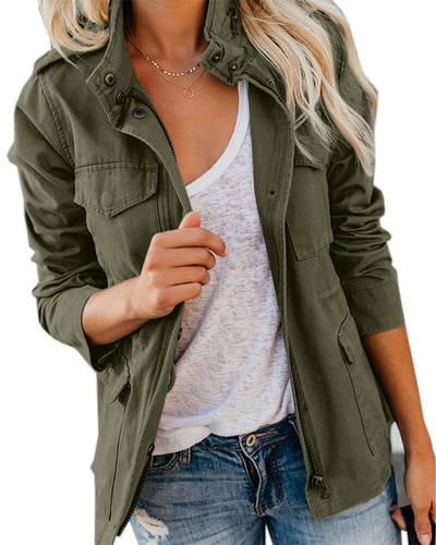 Drune | Damen Übergangsjacke mit Taschen und Hohem Kragen