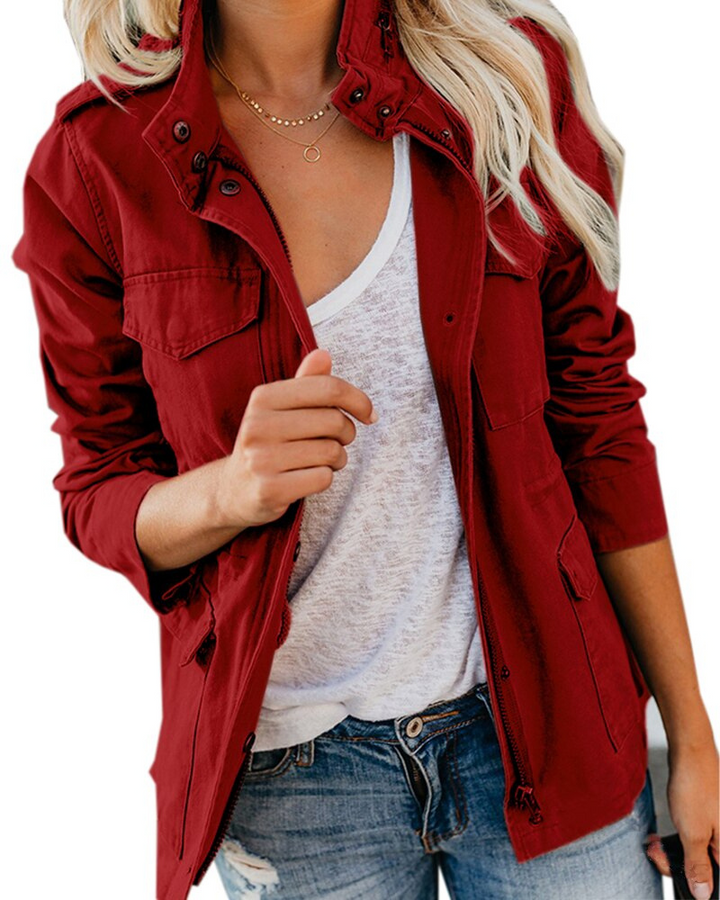 Drune | Damen Übergangsjacke mit Taschen und Hohem Kragen