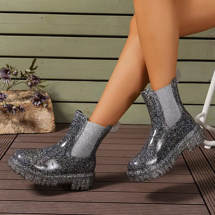 Drune | Stiefeletten - nachhaltige Damen-Glitzer-Regenstiefel