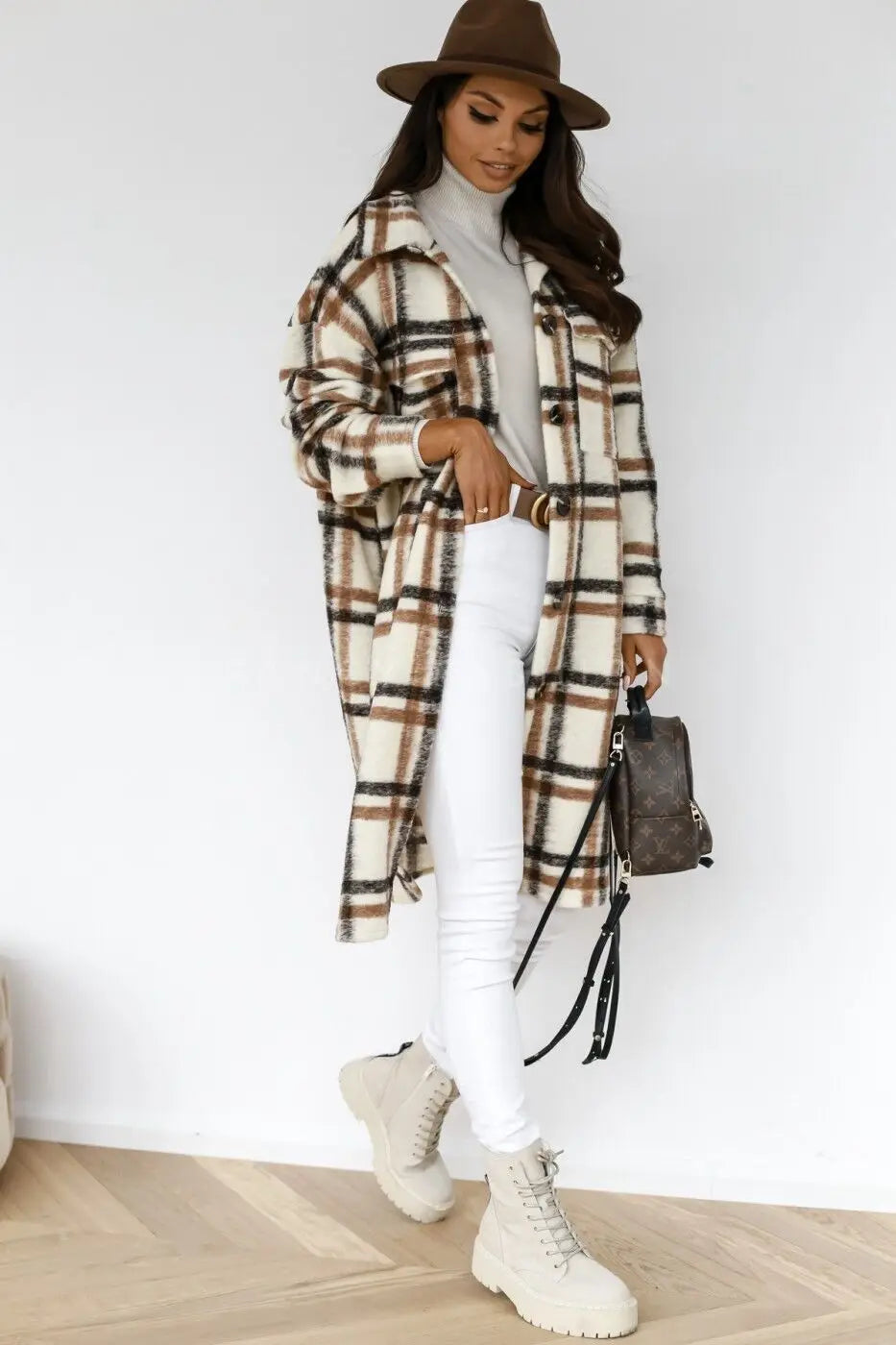 Drune | Langer Karierter Fleece-Mantel