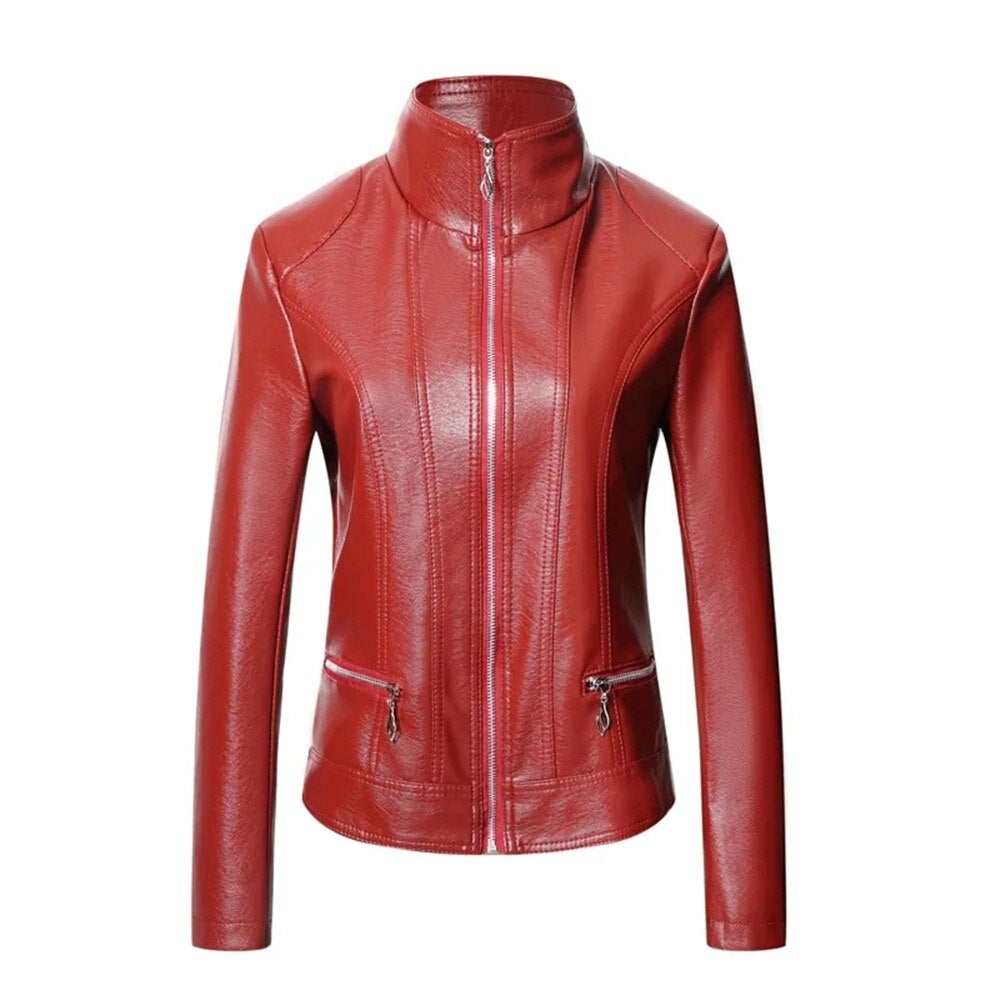 Drune | Damen Lederjacke mit Stehkragen