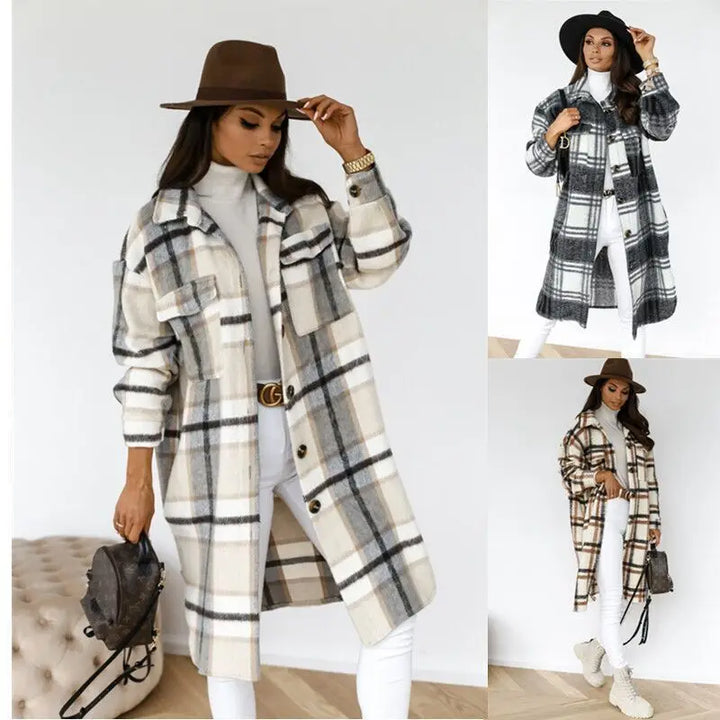 Drune | Langer Karierter Fleece-Mantel
