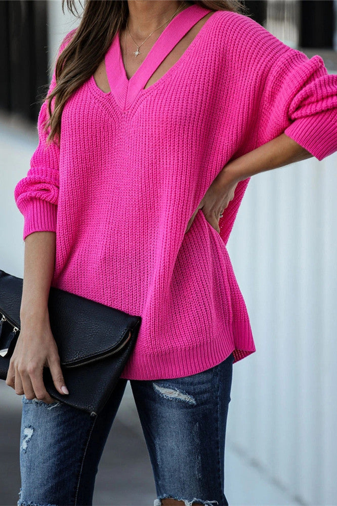 Drune Chic V Neck lässiger Oversize Pullover