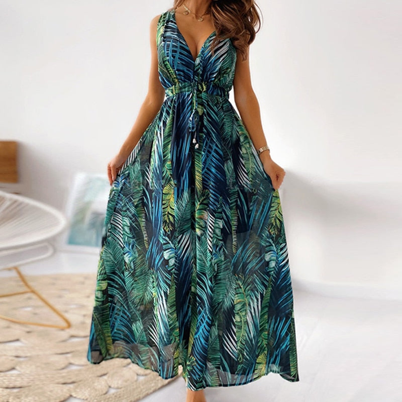Drune | Langes Maxi Sommerkleid Mit Blumendruck