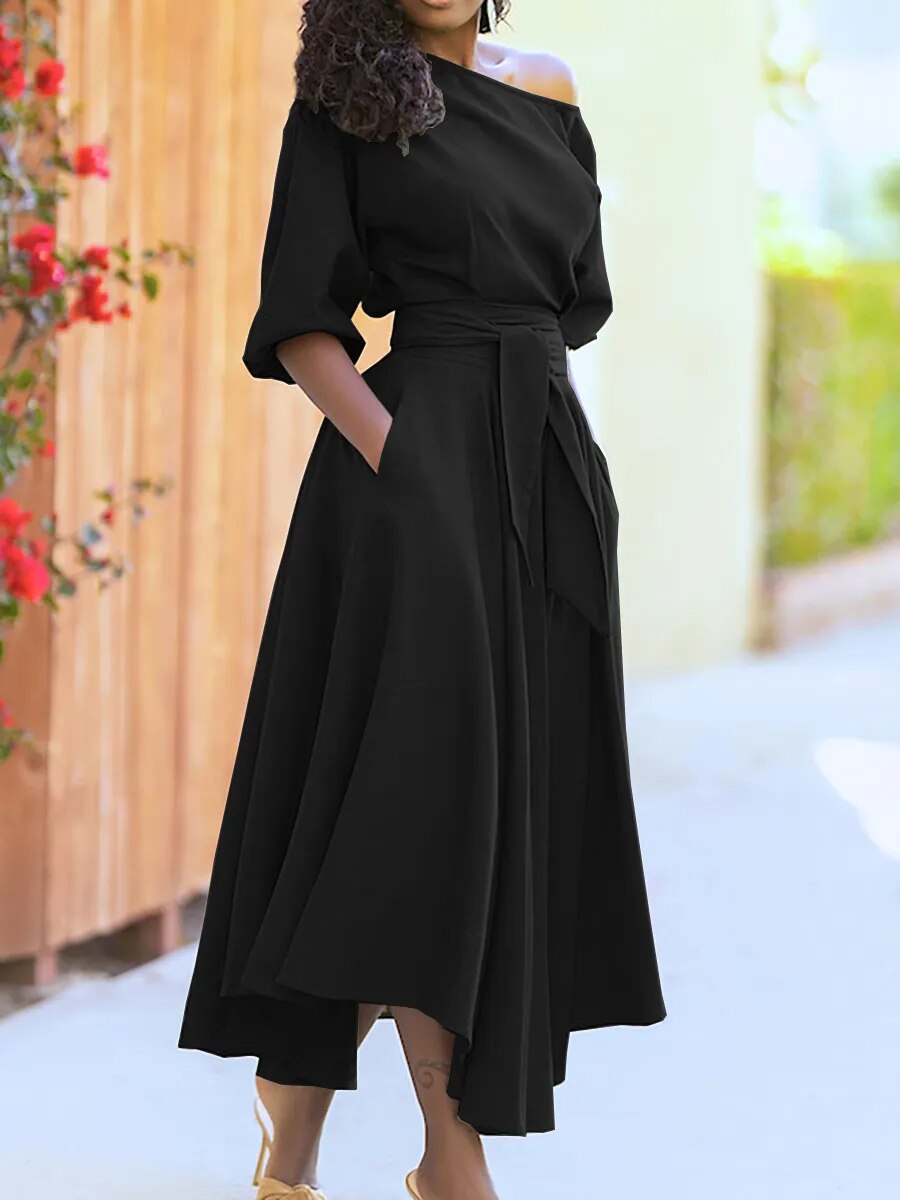 Drune - Kleid mit Schnürung und Laternenärmeln