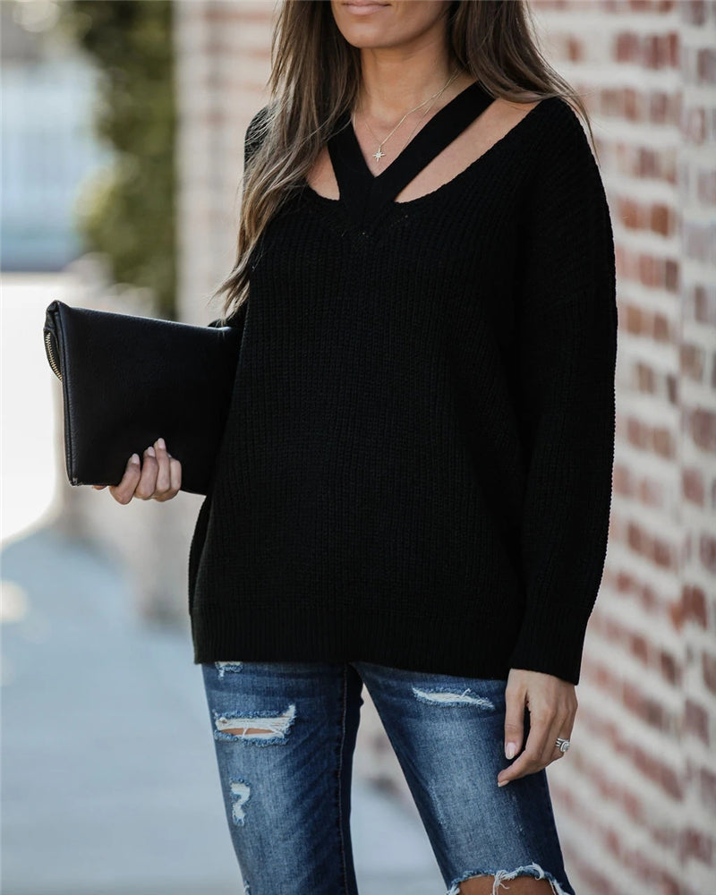 Drune Chic V Neck lässiger Oversize Pullover