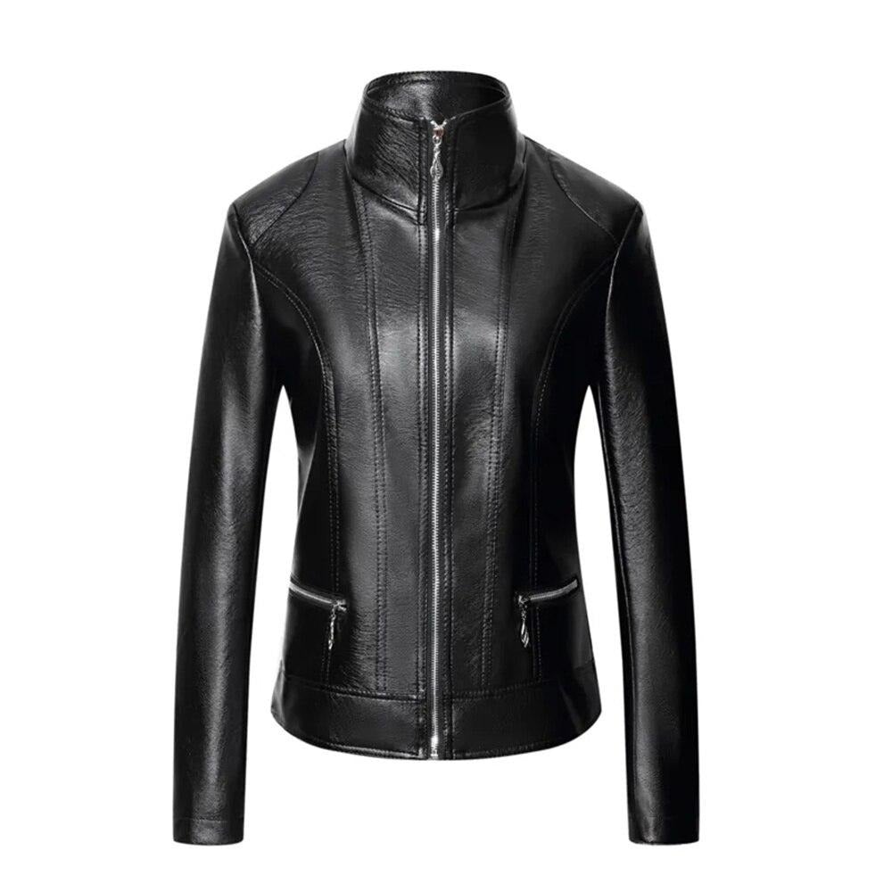 Drune | Damen Lederjacke mit Stehkragen