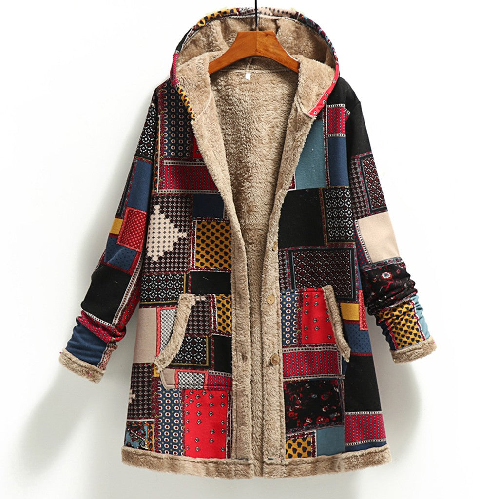 Drune | Dicker Fleece Kapuzenlongcoat