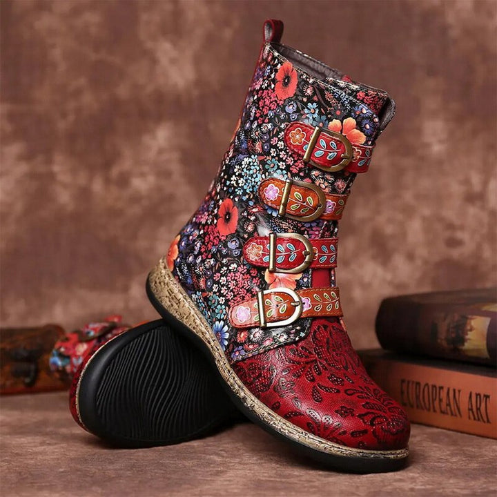 Drune | Grakosystiefel mit Retro-Metall und Schnallenverzierung