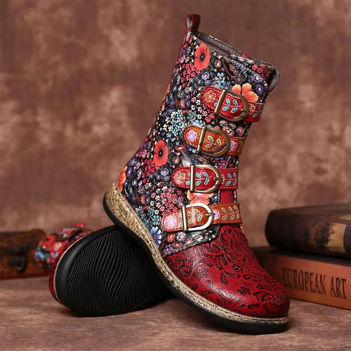 Drune | Grakosystiefel mit Retro-Metall und Schnallenverzierung