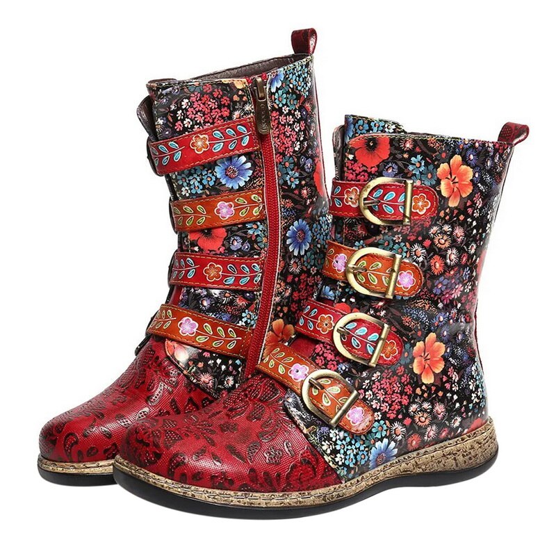 Drune | Grakosystiefel mit Retro-Metall und Schnallenverzierung
