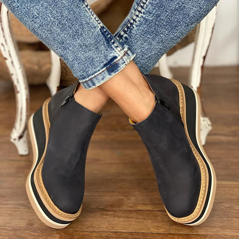 Drune | Flache Kunstleder Stiefeletten für Damen - Perfekt für Casual Days