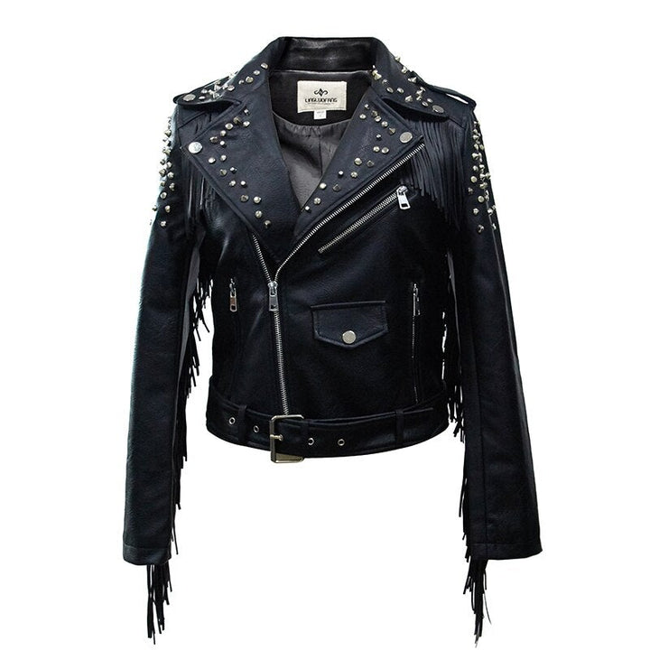 Drune | Damen Lederjacke mit Fransen