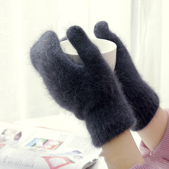 Drune Kaninchenwollhandschuhe | Damen handschuhe mit Fell, fingerlos und warm