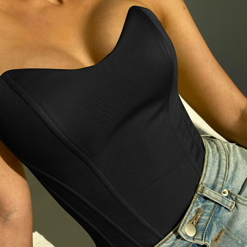 Drune Eleganter Tube-Top | Schmal geschnitten | Ärmellos | Korsett-Stil | Crop-Top