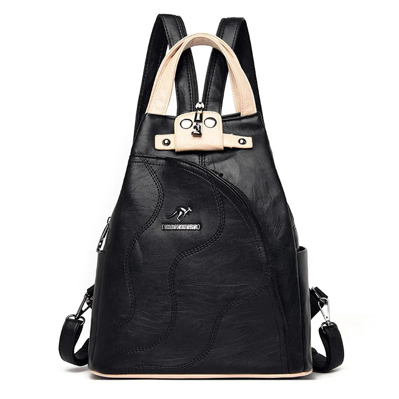 Drune | Anti Diebstahl Rucksack Aus Leder Mit Reißverschluss Für Damen