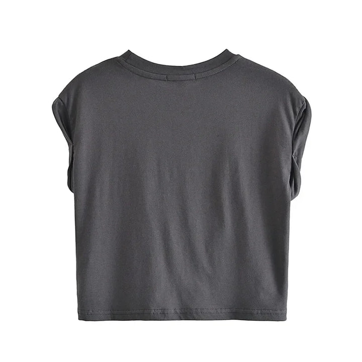 Drune | Crop-T-Shirt mit Knopfdetail