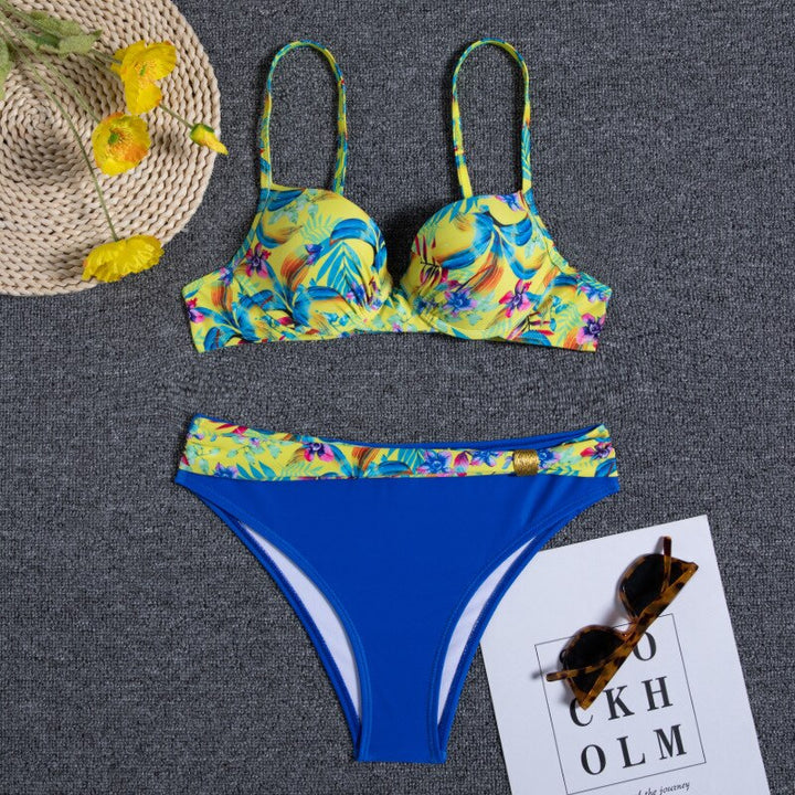 Drune - Florales Blaues Bikini-Set